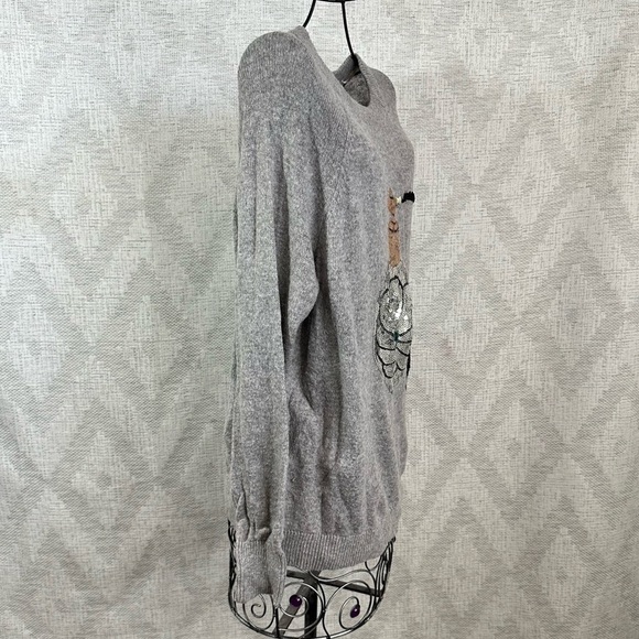 H&M sequin perfume bottle grey knit sweater size M - Picture 8 of 8